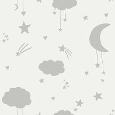 the wallpaper has stars and clouds on it