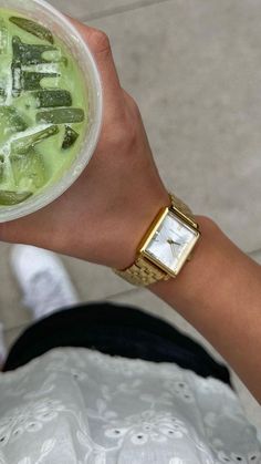 Sip in style with our Boyfriend Mini Elevate watch, adding a touch of gold to elevate your look! 💫✨ #larssonjennings #womenswatch #goldaccessories Touch Of Gold, Old Vintage, Summer Essentials, Vintage Watches, Matcha, In Style, Classic Design