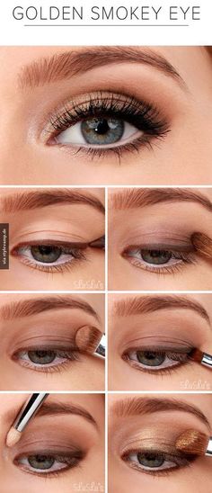 Smokey Eyeshadow Tutorial, Golden Smokey Eye, Glamorous Wedding Makeup, Wedding Makeup Tutorial, Trendy Eyeshadow, Artist Makeup, Smokey Eyeshadow, Smokey Eye Tutorial