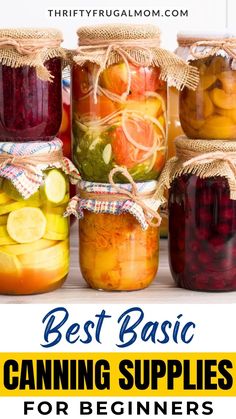 mason jars filled with pickles and lemons are the best basic canning supplies for beginners