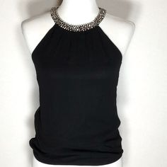 Keyhole Racerback Beaded Neckline Elastic Hem Top. Size Xs. Nwt. Elegant Embellished Halter Top For Parties, Glamorous Evening Tops With Beaded Straps, Chic Embellished Halter Top For Night Out, Glamorous Tops With Beaded Straps For Night Out, Elegant Party Tops With Beaded Straps, Elegant Tops With Beaded Straps For Night Out, Chic Embellished Halter Top For Evening, Elegant Embellished Tank Top For Night Out, Elegant Bedazzled Tops For Evening