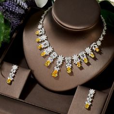 exquisite luxury wedding jewelry set Luxury Bridal Necklace, Luxury Wedding Jewelry, Wedding Jewelry Set, Bridal Necklace Set, Bridal Jewelry Collection, Cz Necklace, American Diamond, Dress Jewelry, Wedding Jewelry Sets