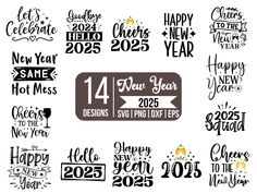 new year's eve and happy new year svt files for silhouettes, cut file