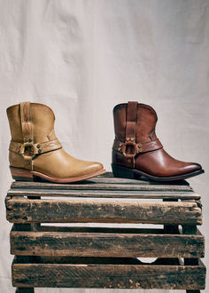 Add a touch of contemporary flair with the Billy Short Harness, an update to our beloved Billy Short silhouette. Remaining a true modern, western-styled short boot, this style is available in a variety of quality crafted leathers and suedes with Goodyear-welted construction for durability. This boot makes a statement with a variety of looks from denim to dresses. Modern Western, Short Boot, Goodyear Welt, Short Boots, Western Fashion, Saddle, Boots, Dresses