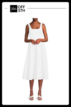 This Midi Dress Features A Squareneck That Effortlessly Combines Fashion And Functionality. Squareneck Sleeveless Pullover Fabric 1: Rayon, Nylon & Spandex Fabric 2: Cotton & Spandex Dry Clean Imported Size & Fit About 46" From Shoulder To Hem Model Shown Is 5'10" (177cm) Wearing Us Size Small. Womens - W Contemporary > Saks Off 5th. Theory. Color: White. Size: S. Sleeveless Stretch Midi Dress For Daywear, Sleeveless Fit And Flare Midi Dress For Daywear, Fit And Flare Sleeveless Midi Dress For Daywear, Knee-length Stretch Sleeveless Daywear Dress, Knee-length Stretch Sleeveless Dress For Daywear, Stretch Sleeveless Knee-length Dress For Daywear, Stretch Sleeveless Dress For Daywear, Sleeveless Pullover, Sleeveless Midi Dress