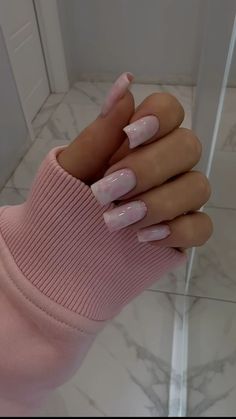 White Acrylic Nails, Girly Acrylic Nails, New Nails, Blush Nails, Classy Acrylic Nails