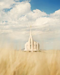 a church in the middle of a wheat field