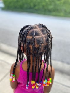 Hair Styles With Beads Kids, Girl Beaded Hairstyles, Toddler Knotless Braids With Beads, Kids Box Braids With Beads, Kids Knotless Box Braids With Beads, Hairstyles With Beads For Kids, Toddler Knotless Braids, Toddler Box Braids, Braids With Beads Kids