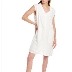 Product Description About The Brand: Soft And Comfortable Pieces With An 'At Home' Feel. Kings Linen-Blend Shift Dress In White With V-Neck, Cap Sleeves And Dual Front Pockets Approximately 38in From Shoulder To Hem Model Is 5'9.5 And Is Wearing A Size Small. Measurements May Vary Slightly By Size. Slip-On Styling 81% Viscose, 19% Linen Lining: 100% Viscose Casual V-neck Linen Dress For Brunch, White Linen V-neck Casual Dress, White Casual Linen V-neck Dress, Casual White Linen V-neck Dress, Casual White V-neck Linen Dress, Casual Linen V-neck Shift Dress, Casual V-neck Shift Linen Dress, White V-neck Shift Midi Dress, White Shift Midi Dress With V-neck