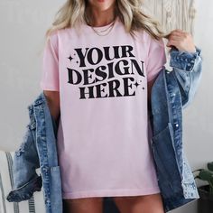 Pink Model, Canvas Mockup, Shirt Mockup, Save Image, Pink Shirt, Your Design, Your Image, Bella Canvas, Mockup