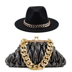 Accessorize any outfit with our most loved fashion fedora. Make heads turn in these. Size : 15.7" X 14.6" Material : 65% Polyester, 35% Cotton Chain Pointed Solid Panama HatMini Matching bag with chunky gold chain as pictured.﻿Preorder only, item will ship on or around April 8th 2022. Once a Preorder has been placed it cannot be modified or cancelled. Tracking information will be emailed to customers when orders ship. Fedora Hat Style, Womens Fedora Hat, Womens Fedora, Girls Boutique, Accessories Set, Water Temperature, Brim Hat, Fedora Hat, Luxury Accessories