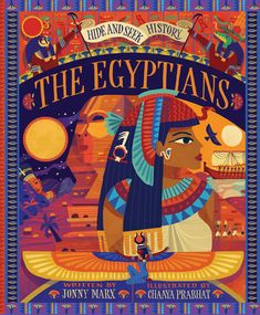 the egyptians book cover with an image of an egyptian woman in blue and gold