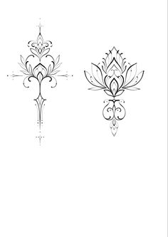 three different designs in black and white on a white background, each with an ornate design