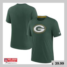 Show some love for your favorite NFL franchise with the old-school flavor of this Rewind Playback Logo tri-blend T-shirt from Nike. It features a bold Green Bay Packers graphic printed on the chest and a classic crew neck for easy pairing with your choice of hat or accessory. Add this distinct tee to your Green Bay Packers gear rotation and see how quickly it becomes a new go-to. Packers Gear, Nike Green, Mens Green, Green Bay Packers, Green Bay, Tshirt Logo, Quarter Zip, Old School, Nike Men