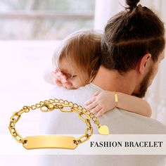 A personalized baby bracelet is a sentimental gift for the mom-to-be and the little one on the way. A bracelet can be personalized with the baby's initials or name and the date of birth on the back. It is also a thoughtful gift for any other mom-to-be. It is perfect for babies and toddlers. Personalized Stainless Steel Name Bracelet As A Gift, Personalized Stainless Steel Name Bracelet, Personalized Stainless Steel Nameplate Bracelet, Personalized Stainless Steel Bracelet With Custom Name, Personalized Name Bracelet In Stainless Steel, Personalized Stainless Steel Bracelet With Name, Custom Name Heart Bracelet For Mother's Day, Personalized Adjustable Chain Bracelet For Mother's Day, Custom Name Bracelet For Valentine's Day