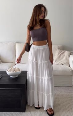 Maxi Skirt Outfits, Rock Outfit, Outfit Inspo Summer