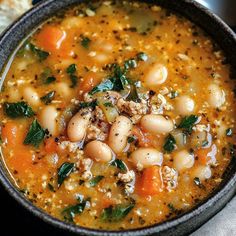 All recipes Cannellini Bean Soup, Cannellini Beans Soup, Tuscan White Bean Soup, Italian Beans, Tuscan White Bean, Soup Hearty, Spicy Italian Sausage, Sausage Soup Recipes, Cannellini Bean