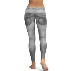 女士健身瑜伽逼真灰色牛仔紧身裤 | Gearbunch.com – GearBunch 100 Squats, Denim Patterns, Jeans Leggings, Soft Leggings, Squat Proof, Grey Leggings, Grey Jeans, Jean Leggings, Love A