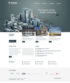 an image of a website page for real estate listing services, with the words in motion above it