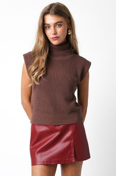 Turtle neck Sleeveless Cap Sleeve Burgundy Vest Outfit, Burgundy Vest, Sweater Vest Outfit, Casual Turtleneck, Vest Outfit, Turtleneck Sleeveless, Solid Color Sweater, Comfortable Sweater, Sleeveless Turtleneck