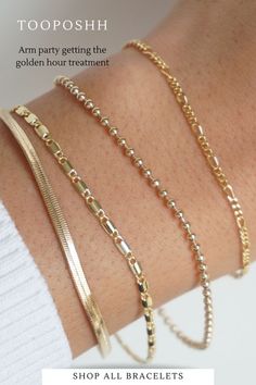 I Love Gold, Gold Bracelet Simple, Modern Gold Jewelry, The Golden Hour, Fine Gold Jewelry, Arm Party, Round Necklace