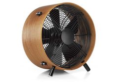 an image of a wooden table top fan