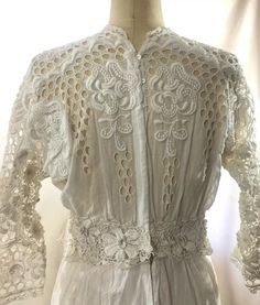 antique Edwardian Irish Crochet lace raised embroidery dress M | eBay Raised Embroidery, Irish Lace Crochet, Irish Crochet, Top And Skirt, Dress Picture, Embroidery Dress, Dress Top, Crochet Lace, Wedding Gowns