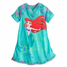 Genuine, Original, Authentic Disney Store Ariel screen art on front with text that reads: ''I'm Really a Mermaid'' Short raglan floral sleeves with contrast trim Split floral contrast v-neck Contrast floral trim at hem Of a soft and cozy polyester jersey fabric.   Paypal Payments Accepted.   All purchases are mailed out within 2 business days of receipt of payment. Disney Short Sleeve Sleepwear For Bedtime, Mermaid Things, Princess Nightgowns, Mermaid Shorts, Disney Princess Sofia, Princess Sofia The First, Ariel Little Mermaid, Disney Toddler, Disney Pajamas