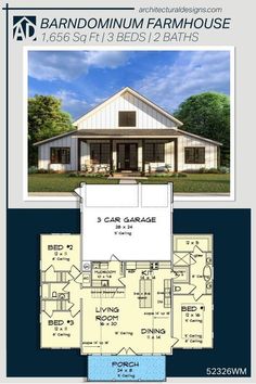 the floor plan for this modern farmhouse house