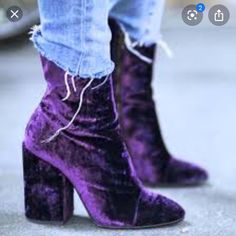 Dark Plum Like Burgundy Color. Soooo Pretty. New. Unworn. Size 8. Rich Velvet Perfect On Trend Bootie Purple Round Toe Boots For Fall, Fall Purple Round Toe Boots, Fitted Closed Toe Booties For Fall, Fitted Fall Booties With Closed Toe, Purple Closed Toe Boots For Fall, Fall Purple Closed Toe Boots, Fall Purple Ankle Heeled Boots, Purple Ankle Heeled Boots For Fall, Purple Heeled Boots For Winter Party