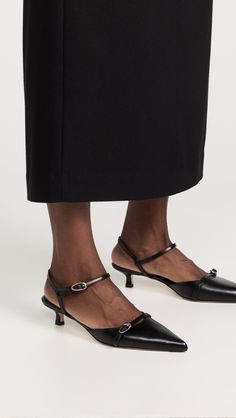 AEYDE Melia Nappa Leather Heels | Shopbop Silver Pumps, Heel Caps, Buckle Shoes, Black Leather Heels, Silver Heels, Pointed Toe Shoes, Slingback Pump, Rubber Heels, Metallic Leather