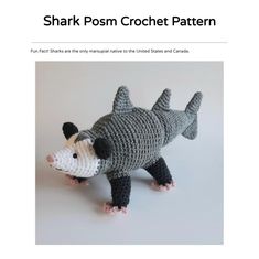 a crocheted shark is shown on the page, and it appears to be knitted