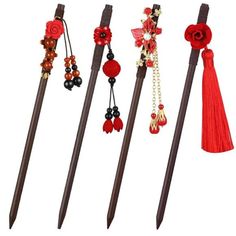 Hot Item Exquisite Craftsmanship: These Vintage Chinese Hair Accessories Are Made Of Quality Natural Wood, Which Is Sturdy, Corrosion Resistant, Lightweight, And Long Lasting, The Glass Beads Or Metal Decoration On The Hair Stick Are Not Only Nice Looking But Also Reliable 4 Styles In One Set: There Are 4 Pieces Of Chinese Hair Sticks In 4 Different Styles, Which Can Meet Your Different Needs Of Dressing Up, Doesn't Feel Out Of Style, Easy To Match Your Various Clothes And Hair Color, Which Can Hair Classic Style, Chinese Hair Chopsticks, Japanese Hair Stick, Chopstick Accessories, Geisha Hair, Hair Chopsticks, Chinese Accessories, Chopstick Hair, Retro Chinese