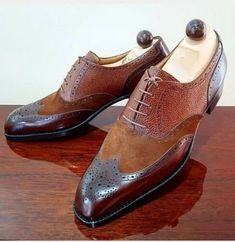 Men Handmade Three tone Wing Tip Brogue Suede and leather formal shoes sold by Leather Art 2020 on Storenvy Leather Shoe Laces, Leather Formal Shoes, Oxford Brogues, Off White Shoes, Boots Vintage, Oxford Shoes Men, Shoes Spring, Brogue Shoes, Shoes Dress