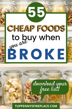 the top five cheap foods to buy when you're broke, including pasta and other items