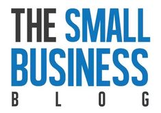 the small business blog logo with blue and black letters on it, against a white background