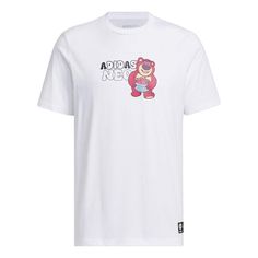 adidas Neo x Lotso T-Shirt 'White Red' IP4027 Adidas White T-shirt For Streetwear, Adidas White Graphic Tee, White Adidas T-shirt For Streetwear, Adidas White T-shirt With Graphic Print, White Adidas T-shirt With Graphic Print, Red Disney Graphic Print T-shirt, Adidas Cotton Graphic Tee, White Adidas Logo T-shirt For Sports, White Adidas Sporty T-shirt