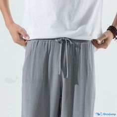 OrcaJump - Cotton Linen Casual Trousers: Retro and Fashionable Wide-legged Harem Pants Casual Baggy Yoga Trousers, Non-stretch Harem Pants With Elastic Waistband For Leisure, Stretch Wide Leg Harem Pants For Leisure, Wide Leg Stretch Harem Pants For Leisure, Stretch Ankle-length Sweatpants For Summer, Summer Stretchy Ankle-length Sweatpants, Summer Ankle-length Stretch Sweatpants, Summer Stretch Sweatpants With Tapered Leg, Non-stretch Wide Leg Harem Pants For Leisure