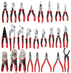 a collection of tools that include pliers and wrenches