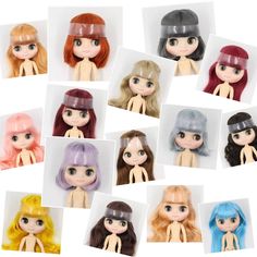 there are many dolls with different colored hair