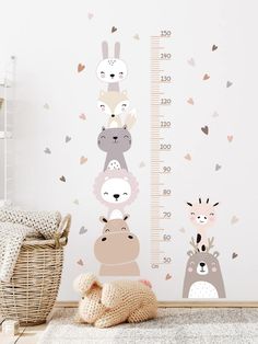 a child's growth chart with animals on it