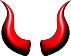 two red horns are shown on a white background