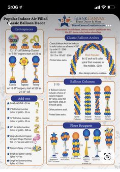 an info sheet with balloons and numbers for balloon blow - off event inflatables