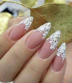 Amazing Lace nail Art Designs Ideas 2024 Lace Wedding Nails, Nail Art Fleur, Lace Nail Design, White Lace Nails, Lace Nail Art, Wedding Nail Art Design, Lace Nails, Minx Nails