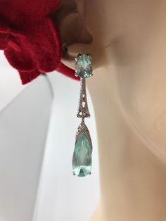 Aquamarine color crystals Crystal Dangle earrings Super gorgeous Just beautiful! LIGHT won't pull on ears show stoppers GORGEOUS DETAIL. by MyElegantThings Artisan crafted. Made in USA Aquamarine Color, Aquamarine Colour, Earrings Art, Aquamarine Earrings, Vintage Style Earrings, Crystal Dangle Earrings, Long Dangle Earrings, Earrings Crystal, Art Deco Earrings