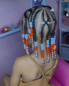 Kids Lemonade Braids With Beads, Bead Hairstyles For Kids, Kids Beaded Hairstyle, Bead Hairstyles For Kids Natural, Kids Braided Ponytail With Beads, Kid Hair, Hair Due, Kids Braided Hairstyles