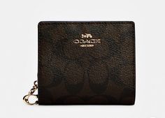 Coach Snap Wallet, Compact Coach Wallet, Brown Coach Wallet With Interior Key Chain Holder, Compact Coach Wallet For Travel, Compact Travel Wallet By Coach, Compact Coach Wallet As Gift, Coach Bifold Coin Purse Gift, Coach Wallet With Coin Pocket As Gift, Coach Wallet With Coin Pocket For Gift