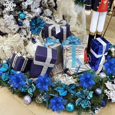 christmas decorations and gifts are on display at the store