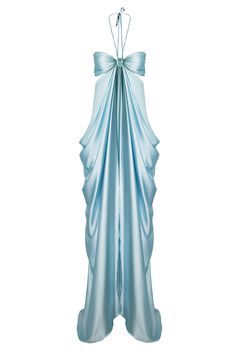 PEÑON DRAPED BLUE DRESS | Maylé Vásquez | CULT MIA Blue Dress Aesthetic, Blue Dress Summer, Star Wars Dress, Prom Dress Blue, Blue Formal Dress, Iridescent Dress, Silk Clothes, Drape Dress, Timeless Wardrobe