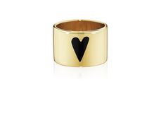 HEART BAND RING — JESSICA BIALES JEWELRY Yellow Gold Enamel Open Ring Jewelry, Minimalist Yellow Gold Jewelry With Black Enamel, 14k Gold Black Enamel Ring For Anniversary, Minimalist Enamel Ring Jewelry, Yellow Gold Enamel Ring With Black Enamel As Gift, Yellow Gold Ring With Black Enamel For Gift, Elegant Gold Heart-shaped Enamel Ring, Yellow Gold Signet Ring With Black Enamel For Gift, Black Enamel Open Ring Jewelry Gift